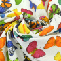 Decoration fabric Ottoman butterflies, white multicolour