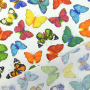 Decoration fabric Ottoman butterflies, white multicolour