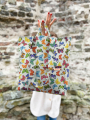 Decoration fabric Ottoman butterflies, white multicolour