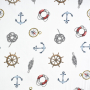 Tissu déco panama Maritime bord de mer chic, blanc cassé