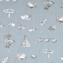 Tissu déco panama Maritime voilier bord de mer chic, gris bleu