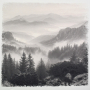 Tissu déco coton sergé panneau Panorama de la nature, 50 x 50 cm