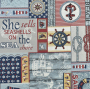 Deco fabric Seashells Feeling, grey-blue