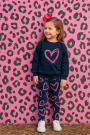 Denim Jersey neon hearts, dark blue