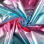 Tissu lamé jersey stretch dégradé de couleurs, rose fuchsia - bleu