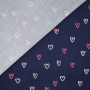 Tissu velours côtelé milleraies Coeurs Hearts, bleu marine