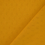 Tissu jersey de coton maille tricot fin Ajour, ocre