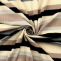 Tissu maille tricot fin côtelé rayé, beige