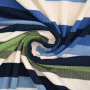 Tissu maille tricot fin côtelé rayé, bleu