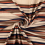 Tissu maille tricot fin côtelé rayé, beige