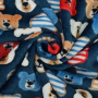 Flanell Fleece Doubleface Bär, dunkelblau