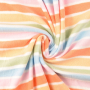 Fleece antipilling stripes, gebroken wit - oranje