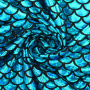 Tissu lamé jersey stretch écailles, turquoise