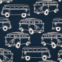 Tissu french terry gratté Van Camper, bleu marine