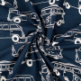Tissu french terry gratté Van Camper, bleu marine