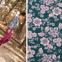 French Terry roughened Flower Love Poppy, teal