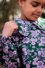 French Terry roughened Flower Love Poppy, teal