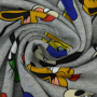 Franse Terry geruwd Mickey and Goofy, licht grijs gemêleerd