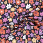 Tissu french terry gratté Vintage Rétro Flowers, bleu marine