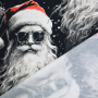 French Terry opgeruwd Rock Santa, zwart