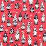 French Terry geruwd Vintage Gnomes, rood