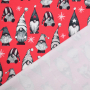 French Terry geruwd Vintage Gnomes, rood