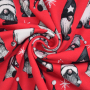 French Terry geruwd Vintage Gnomes, rood
