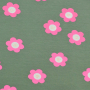 Tissu french terry sweat léger Fleurs big flowers, vert pâle
