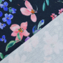 Tissu french terry Fleurs Blossom Field, bleu marine