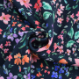 Tissu french terry Fleurs Blossom Field, bleu marine