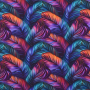 Tissu french terry Color Plumes Feathers, multicolore