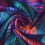 Tissu french terry Color Plumes Feathers, multicolore