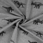 French Terry dinosaur, grey melange