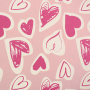 French Terry Doodle Hearts, roze