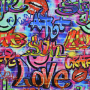 French Terry Graffiti Love, veelkleurig