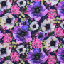 Tissu french terry Fleurs Anémones, bleu foncé