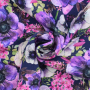 Tissu french terry Fleurs Anémones, bleu foncé