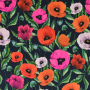 Tissu french terry Coquelicots, bleu marine