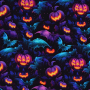 Tissu french terry Purple Pumpkins, noir