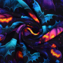Tissu french terry Purple Pumpkins, noir