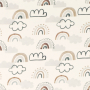 French Terry Rainbows and Clouds, gebroken wit