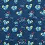 Tissu french terry Sauver la planète Save the Planet, bleu pétrole