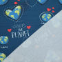 Tissu french terry Sauver la planète Save the Planet, bleu pétrole
