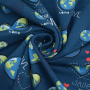 Tissu french terry Sauver la planète Save the Planet, bleu pétrole