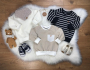 French Terry Rayures marine, blanc cassé