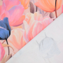 Tissu french terry Fleurs Tulipes. Vieux rose millennial