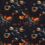 Tissu french terry Witch Pumpkins,  noir