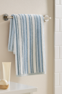 Badstof blue stripes, wit