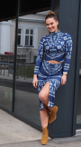 Tissu jersey technique sport Albstoffe Hamburger Liebe Folklore, bleu foncé