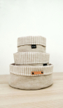 Tissu lin coton à rayures Burda, beige chiné